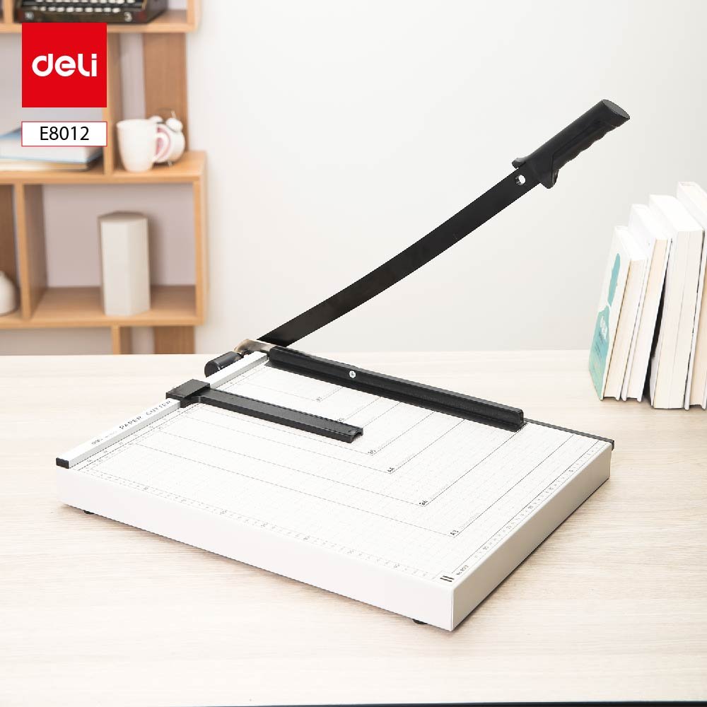 ديلي مقطع ورق سكين معدن - طبلية قياس A3 - مقبض وقفل حماية - أبيض - E8012